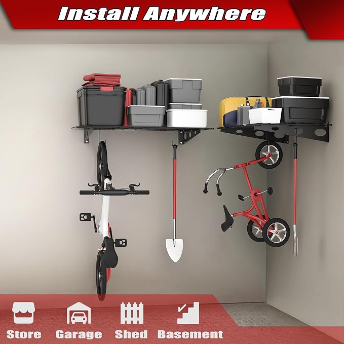 WALMANN 2 Pack Garage Wall Shelves, 2 x 4 ft/24 * 48 inch Wall Mounted Storage - Image 2