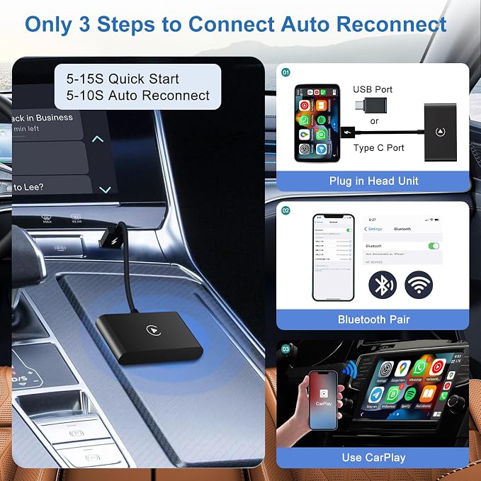 LXJADAP Wireless CarPlay Adapter 2025 Upgrade Wired CarPlay to Wireless - Image 4