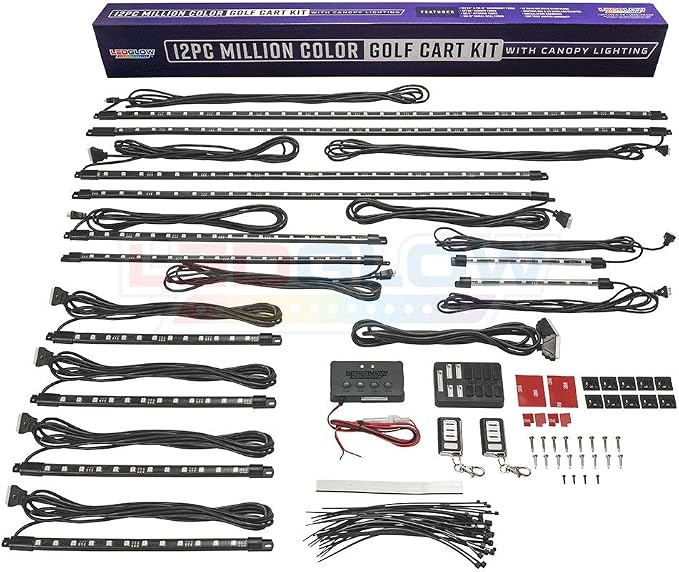 LEDGlow 12pc Million Color LED 4-Seater Golf Cart Underglow Neon Kit - Image 8