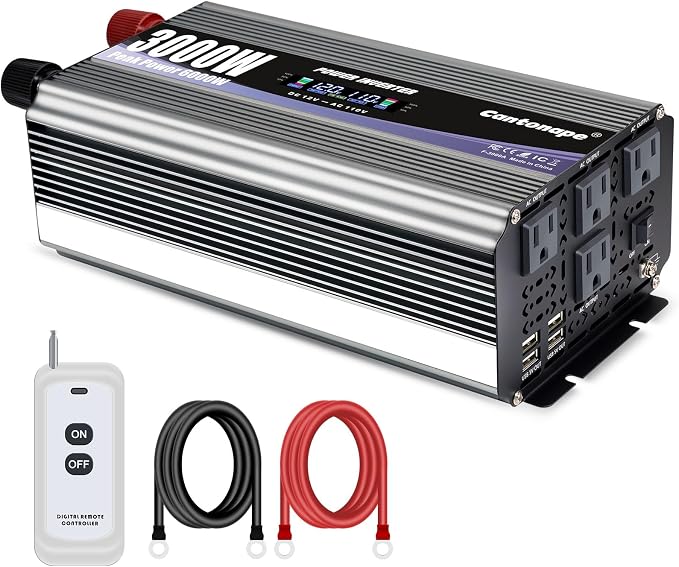 3000W Power Inverter 12V to 110V/120V DC to AC by Cantonape