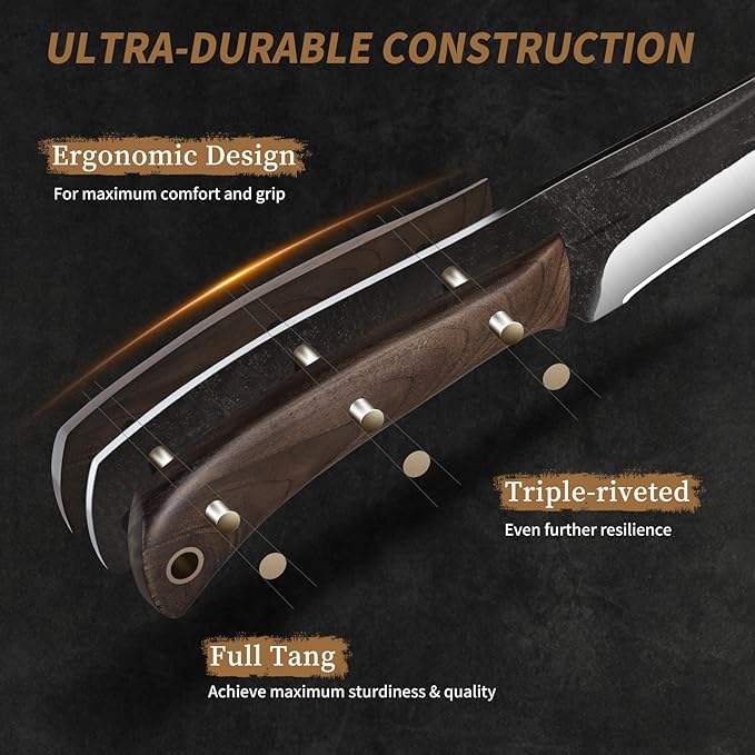 Butcher Knife Set 3-Piece, Super Sharp Hand Forged Fillet Knife & Dividing - Image 4