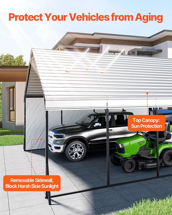 VEVOR Heavy Duty Metal Carport, 20 x 20 ft Outdoor Carport - Image 3
