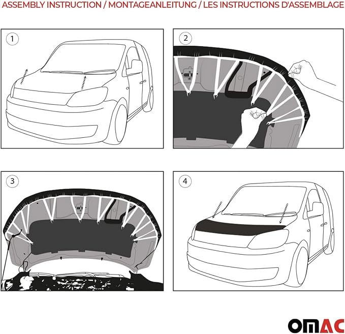 OMAC Car Bonnet Mask Hood Bra for Toyota Yaris 2013-2020 Black 1 Pc - Image 4