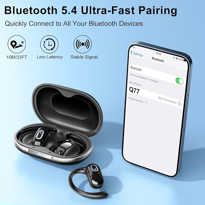 Open Ear Headphones, Air Conduction Ear buds, HD Stereo Bass Over Ear Earphones - Image 7