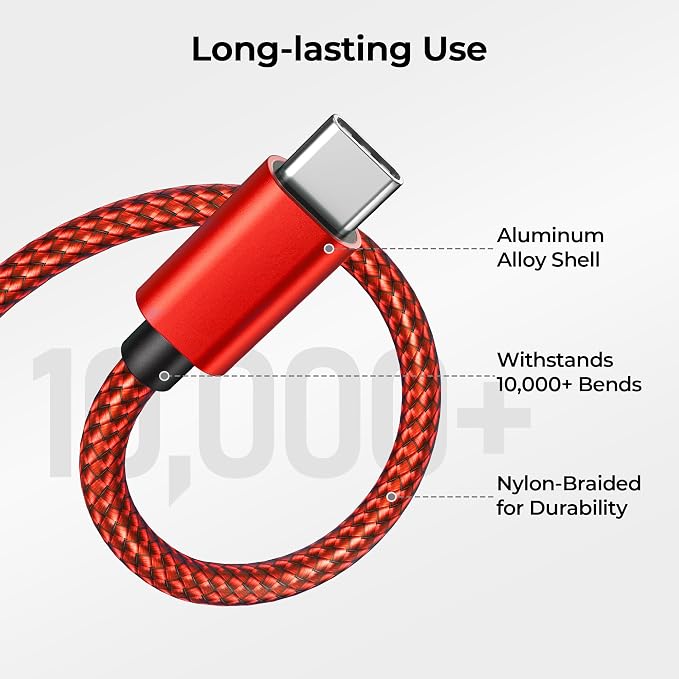 Basesailor USB Type C Charger Cable 3-Pack 3.3/6.6/10FT, Charging Cord - Image 3