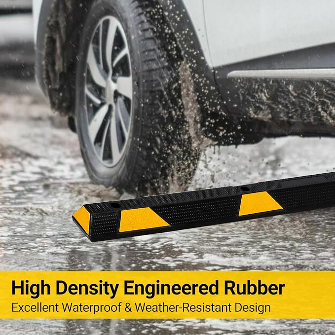 72" Car Parking Stopper, Heavy Duty Rubber Parking Curb Wheel Stops - Image 4