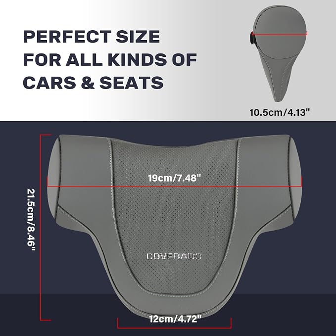 Coverado Car Headrest Pillow, Ergonomic Memory Foam Car Neck Pillow - Image 5