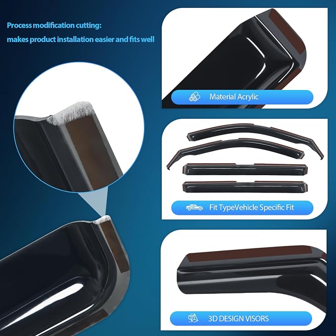 Nilight in Channel Rain Guards for Jeep Grand Cherokee L 2021 2022 2023 2024 - Image 2