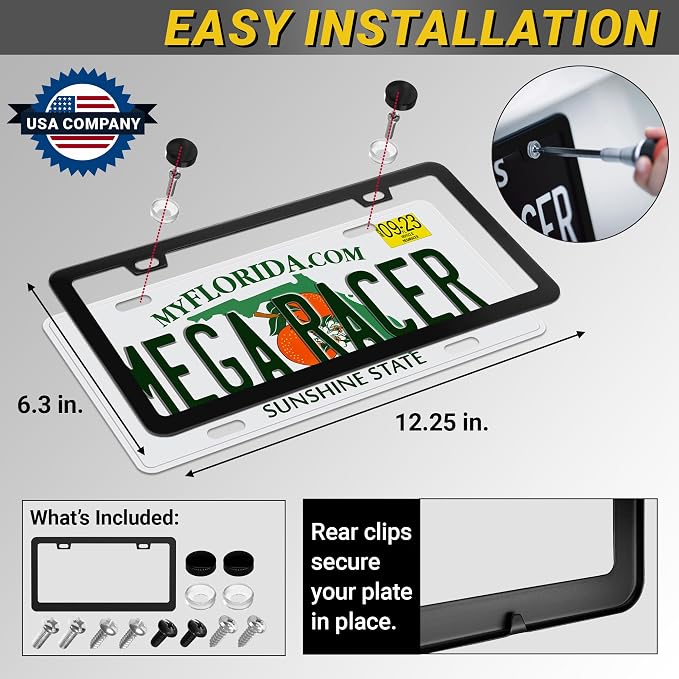 Premium Slim Matte Black License Plate Frame – 1 Pack, Rust-Free Stainless - Image 7