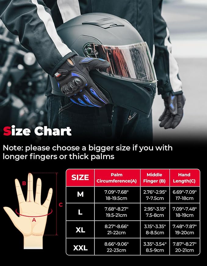 KEMIMOTO Motorcycle Gloves for Men/Women, Touchscreen Dirt Bike Gloves - Image 6