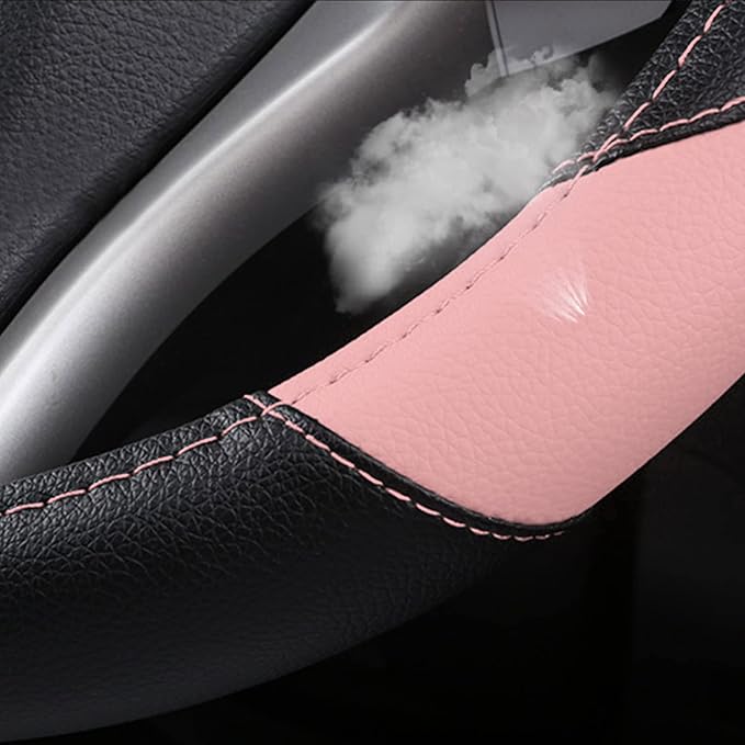 Leather Car Steering Wheel Cover, Non-Slip Car Wheel Cover Protector Breathable - Image 5