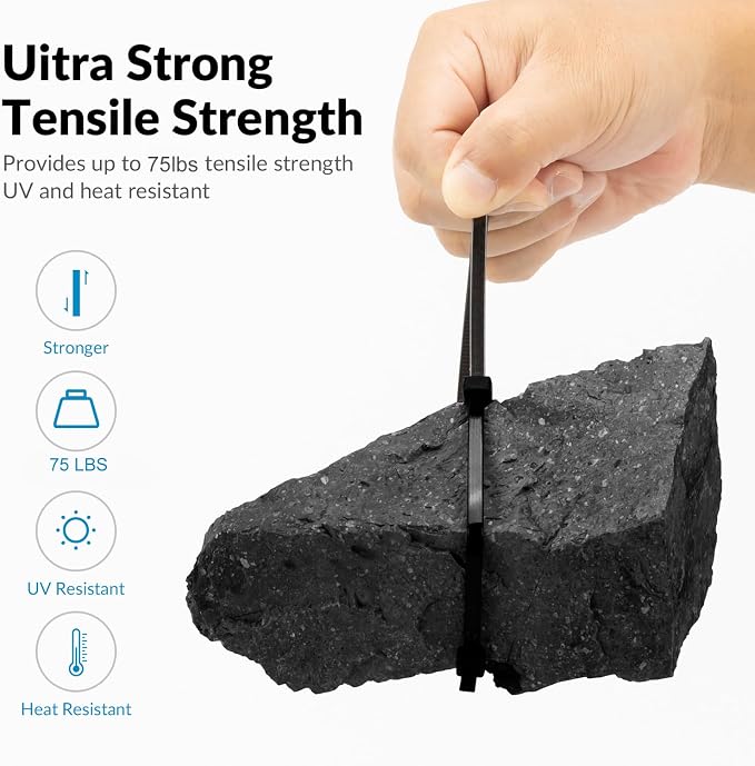 XINGO 12 Inch White Zip Ties 200 PCS, 75 LBS Ultra Strong Tensile Strength - Image 4