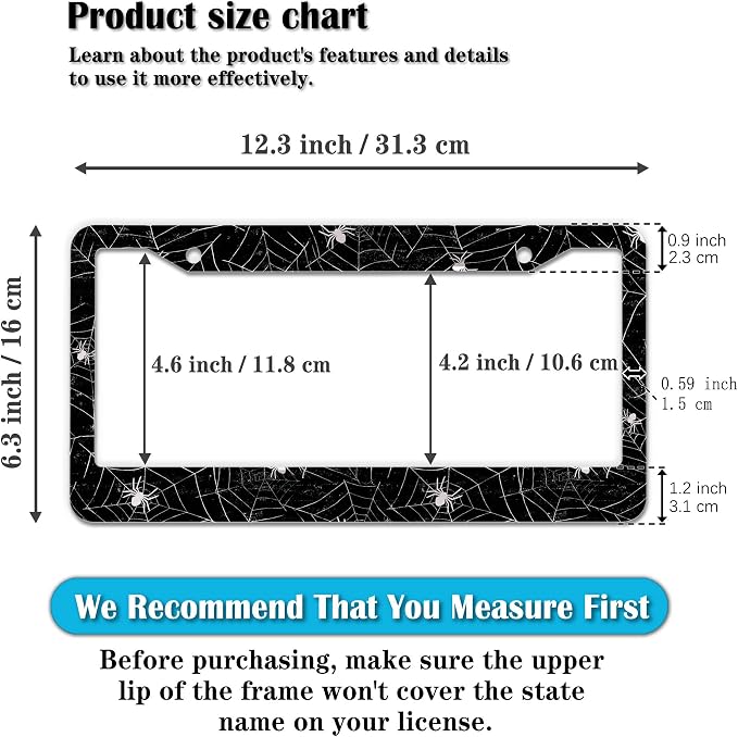 License Plate Cover for Men Black and White License Plate Frames for Women - Image 2