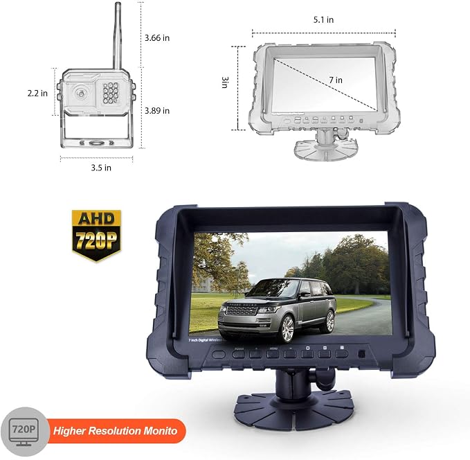 Yuwei Digital Wireless Backup Camera System, YW-77214 Dual HD 720P Camera - Image 2