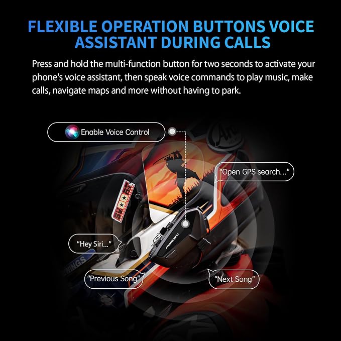FreedConn FX Plus Motorcycle Helmet Bluetooth Headset, Auto-Join Mesh Network - Image 7