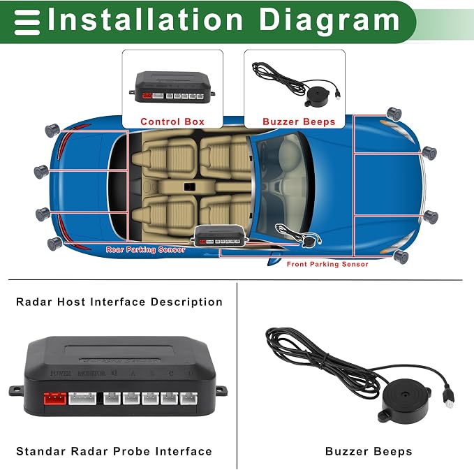Motoforti Universal Car Auto Vehicle Reverse Backup Radar System Reverse - Image 3