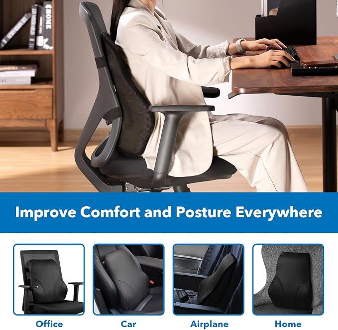 Mount-It! Office Chair Cushion, Lumbar Support Pillow - Image 7