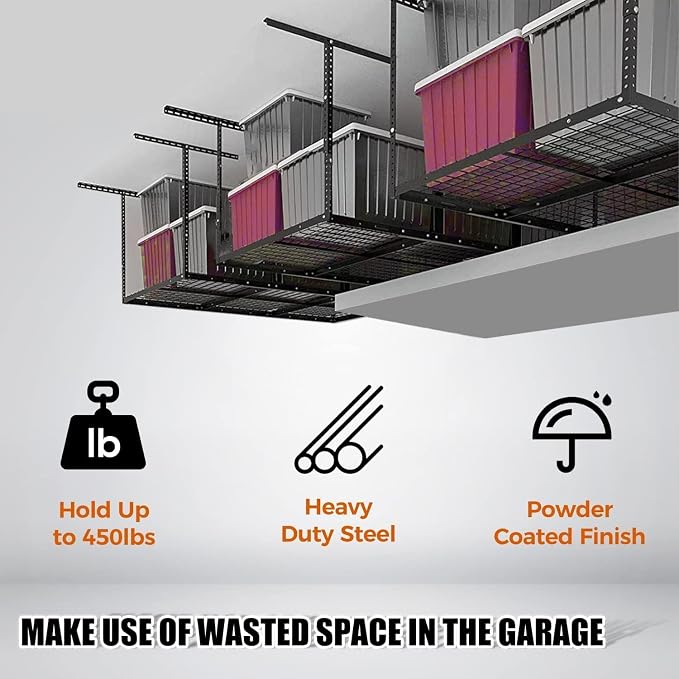 Kojem 3x6 Overhead Garage Storage Rack Adjustable Ceiling Garage Organization - Image 2