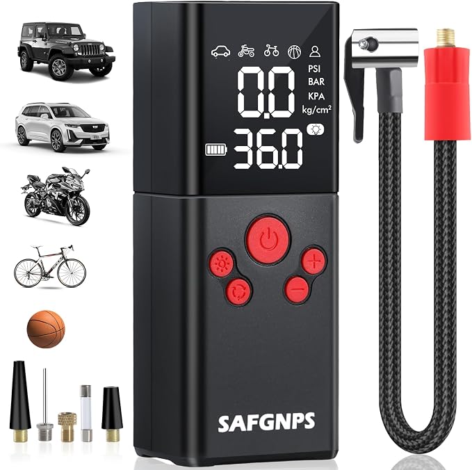 Tire Inflator Portable Air Compressor, 150PSI Cordless Portable Tire Inflator by SAFGNPS