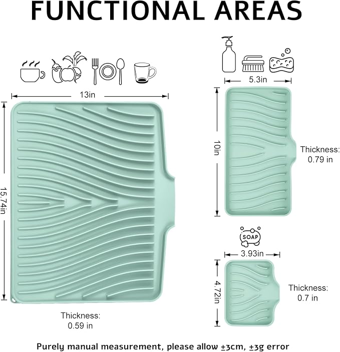 Silicone Dish Drying Mat for Kitchen Counter, Dish Drying Pad, Non-Slip Drain - Image 2