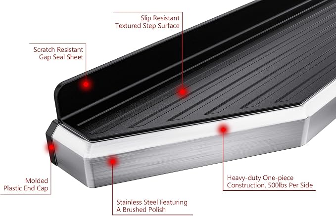 APS 6in 304 Stainless Steel Running Boards Side Bars Side Steps Compatible - Image 5