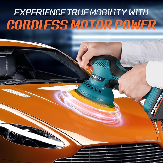 Cordless Car Buffer Polisher w/ 2x2000mAh 21V Batteries, 6 Inch Car buffer - Image 6