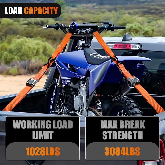 Nilight Motorcycle Tie Down Straps 1.5”×8’ Heavy Duty Cambuckle - Image 6
