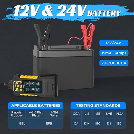 AUTOOL Car Battery Tester 12V 24V Automotive Battery Load Tester - Image 3