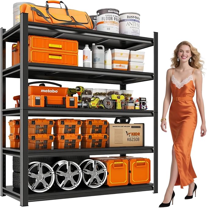 40" Wx72 H, Heavy Duty 5-Tier Steel Garage Shelving Unit | 3500LB Capacity| by Unknown