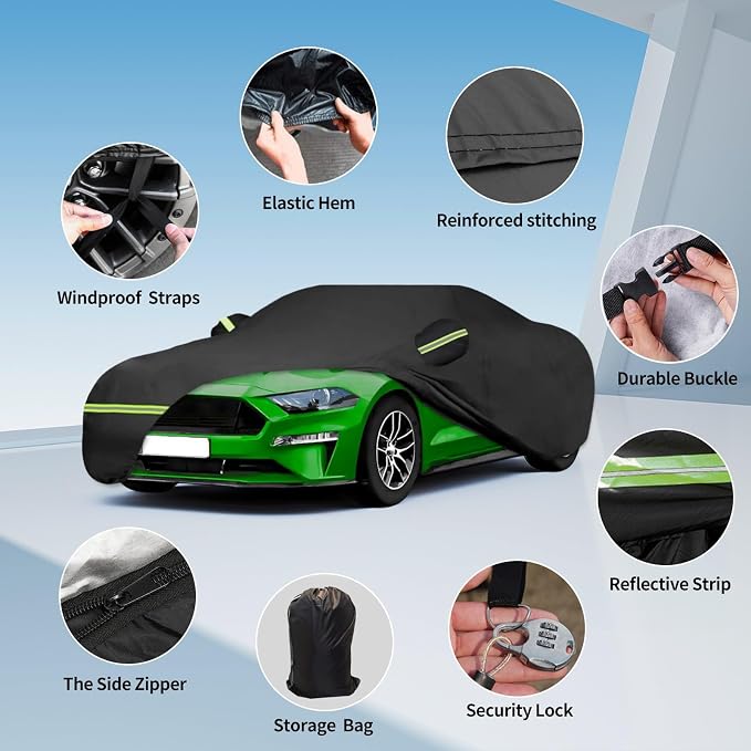 Waterproof Car Covers for 1994-2023 Mustang GT/Cobra/Shelby/Bullitt/ECOBOOST - Image 2