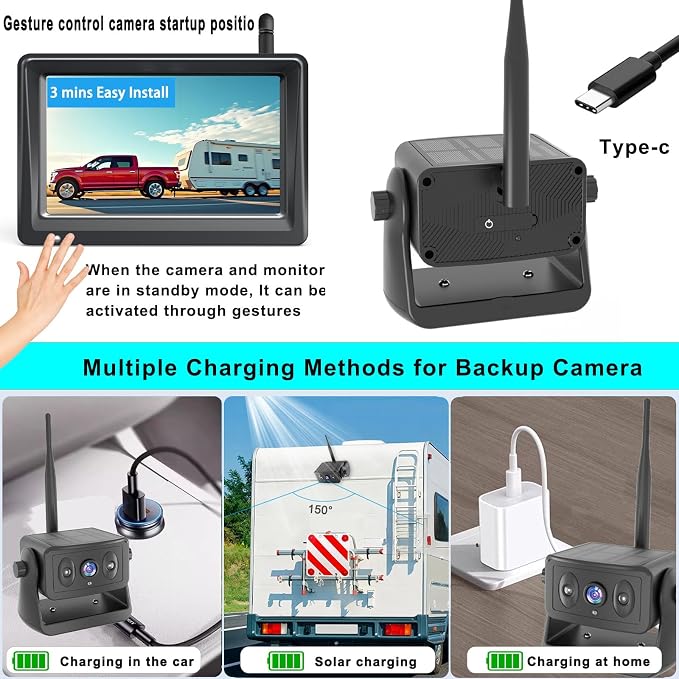 Wireless Backup Camera for Trucks & RVs, Solar - Image 4