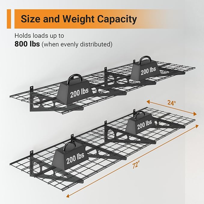 2x6 ft Garage Shelving, Pantry Storage, 800 lbs Total Load Capacity Gargae Wall - Image 2