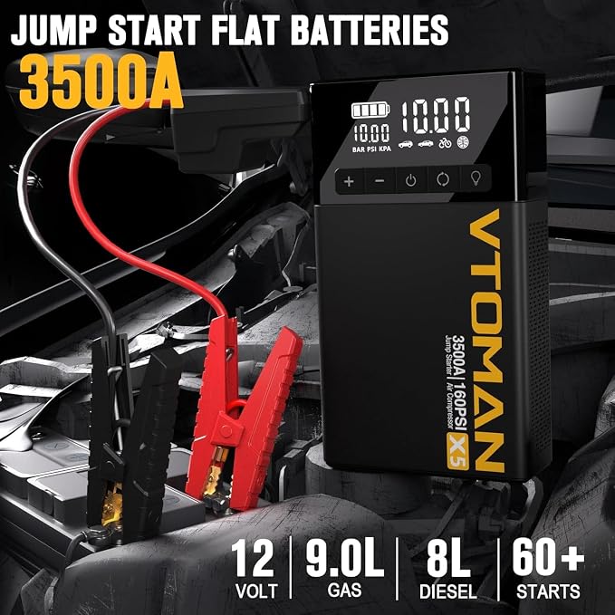 VTOMAN X5 Jump Starter with Air Compressor, 3500A Portable Car Battery Booster - Image 2