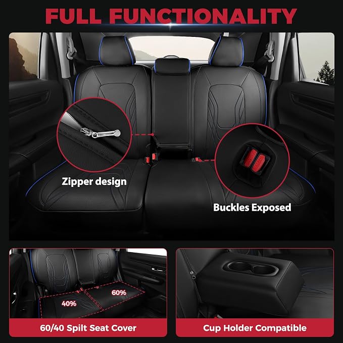 FREESOO Seat Covers for Honda CRV, Custom Fit Seat Covers Full Set, CRV LX EX - Image 5