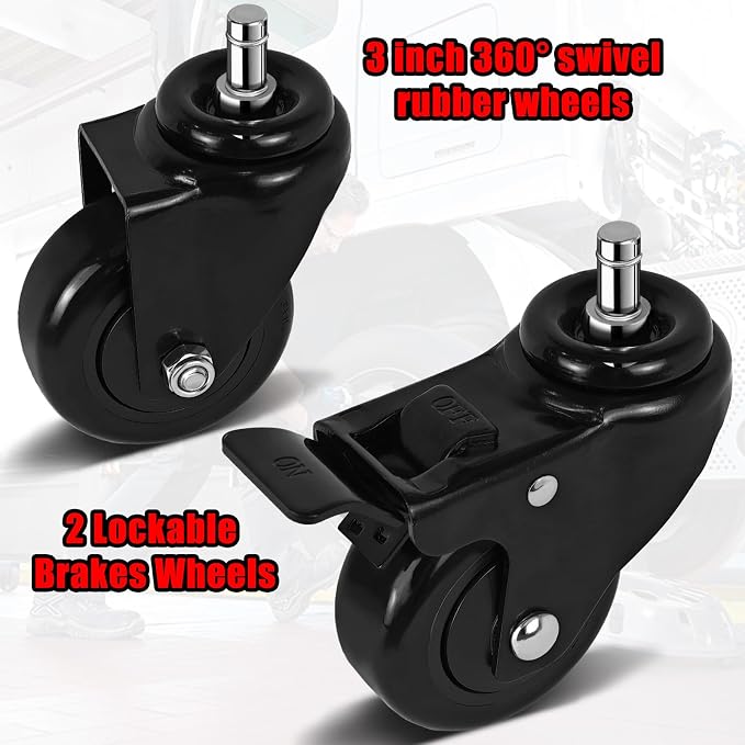 Rolling Shop Stool with Wheels, Heavy Duty Garage Work Mechanic Stool with - Image 8