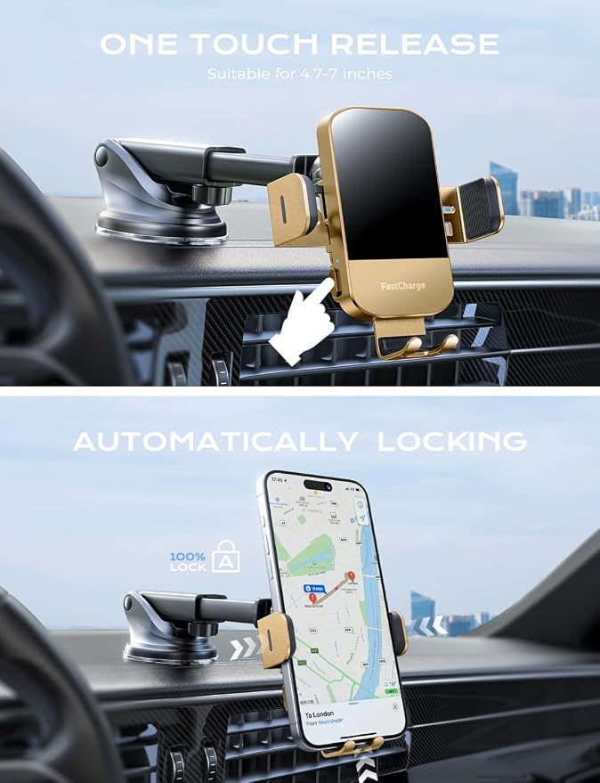 CHGeek Wireless Car Charger, 15W Fast Charging Auto Clamping Car Charger Phone - Image 4