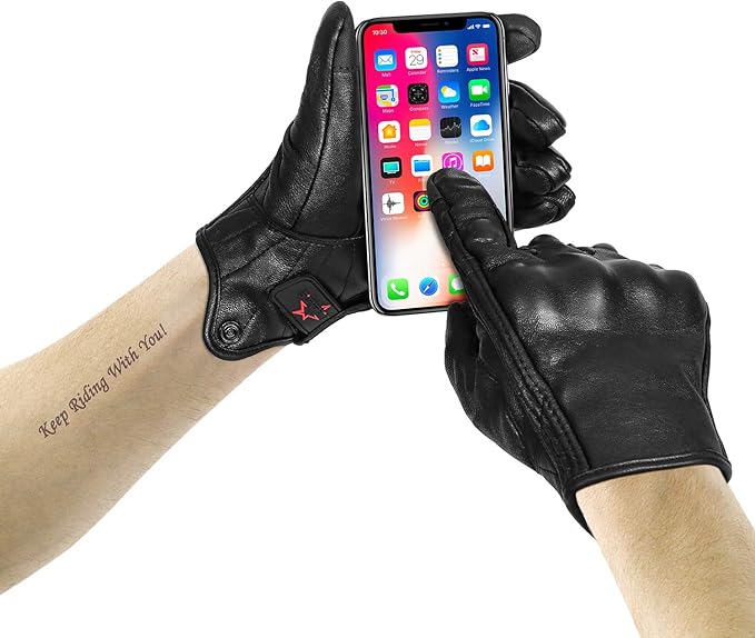 Full finger Goat Skin Leather Touch Screen Motorcycle Gloves Men/Women S - Image 4