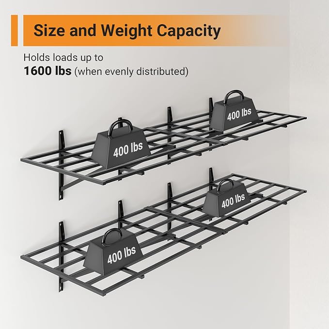 Solid 2x6 ft Garage Storage, 2 Pack 1600 lbs Total Weight Capacity, Heavy Duty - Image 2