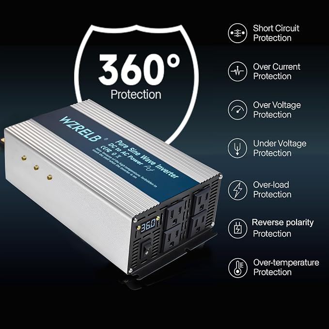 WZRELB 1800W Pure Sine Wave Inverter 36V DC to 110V 120V AC, Car Power Inverter - Image 5