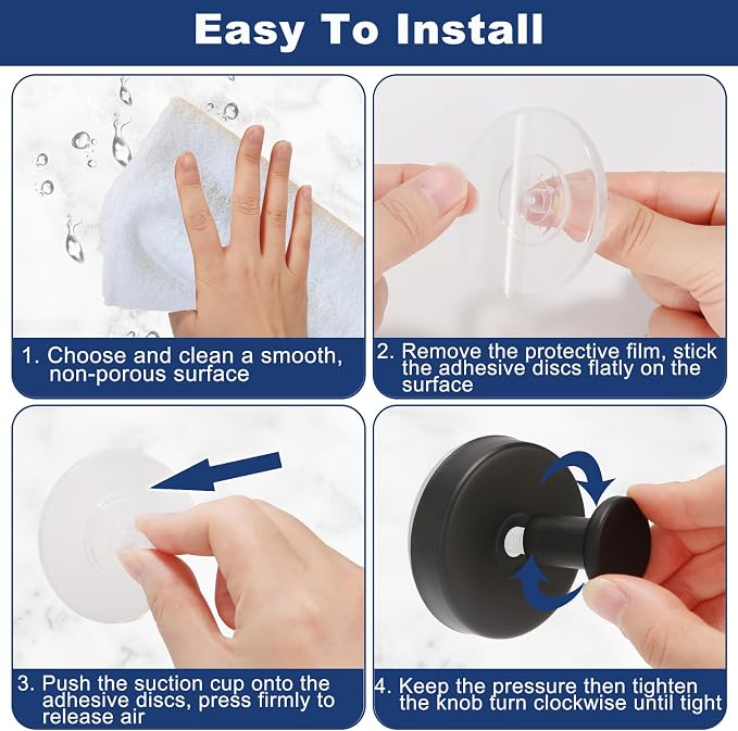 4 PCS Suction Cup Hooks for Shower, Hooks for Inside Shower, Removable Towel - Image 4