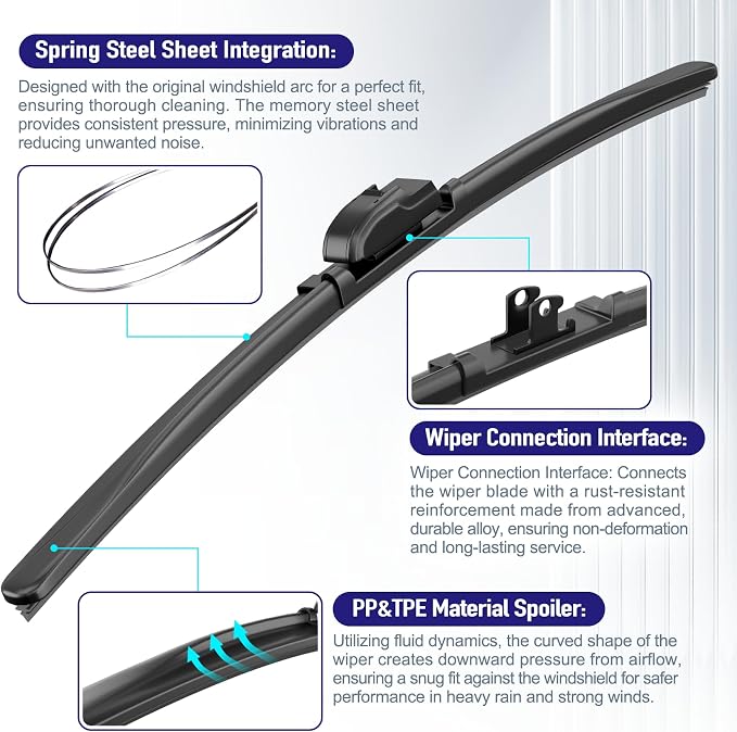 AJK Wiper Blades for Jeep Cherokee 2014 2015 2016 2017 2018 2019 2020 2021 2022 - Image 4