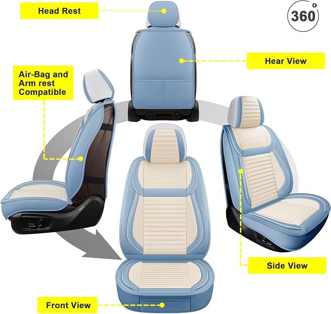 LINGVIDO Universal Car Seat Cover, Breathable and Waterproof Faux Leather - Image 2