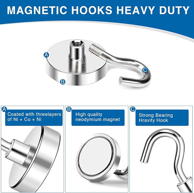 LOVIMAG Strong Magnetic Hooks, 40LBS Neodymium Magnets - Image 4