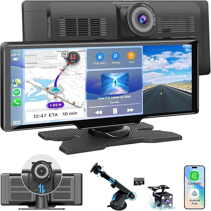 Apple Carplay Screen for Car, 10.26’’ Wireless CarPlay & Android Auto Screen by 25HOURSPortableCarStereo