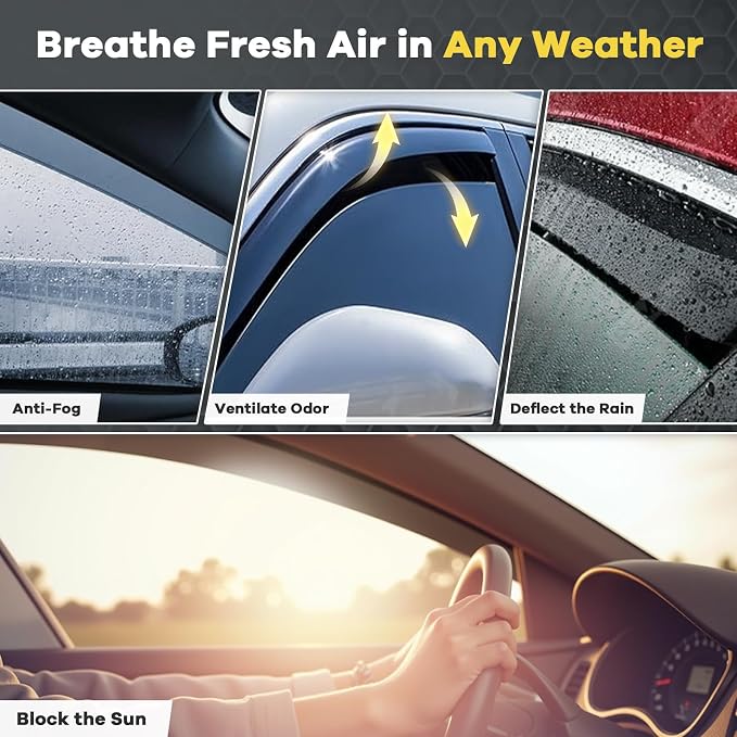 in Channel Rain Guards Fit for 2009-2014 Ford F-150 Crew Cab Full-Size Doors - Image 5