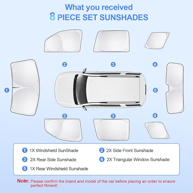 8pcs Car Window Shades for Chevrolet Tahoe 2015-2020 Accessories, Windshield - Image 7