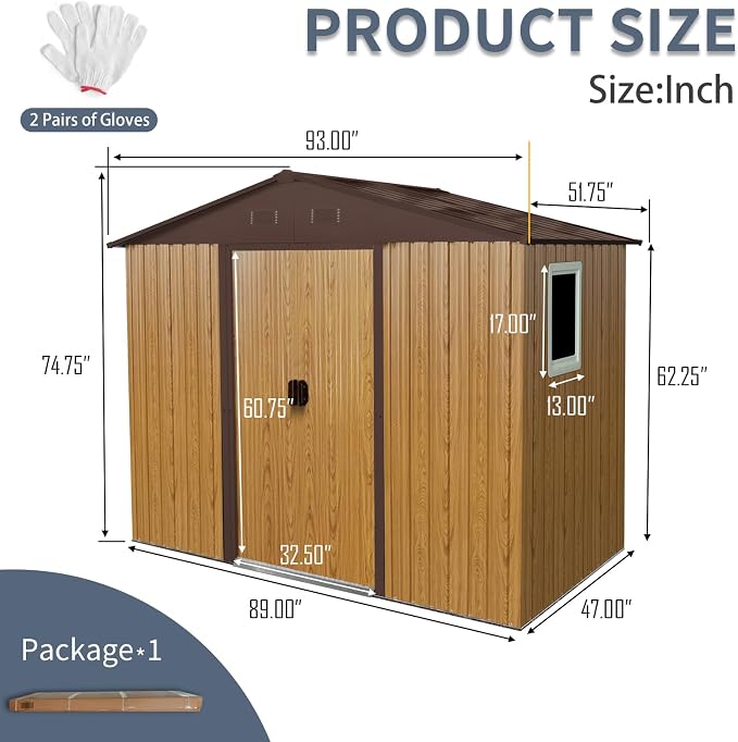 4x8 FT Outdoor Storage Shed, Metal Garden Shed - Image 4