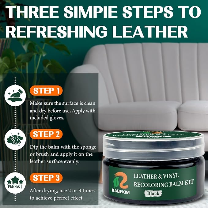 Black Leather Repair Kit, Leather Recoloring Balm – Restore & Repair Faded - Image 6