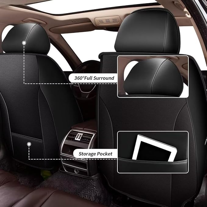 YORKNEIC Leather Car Seat Covers Fit - Image 4