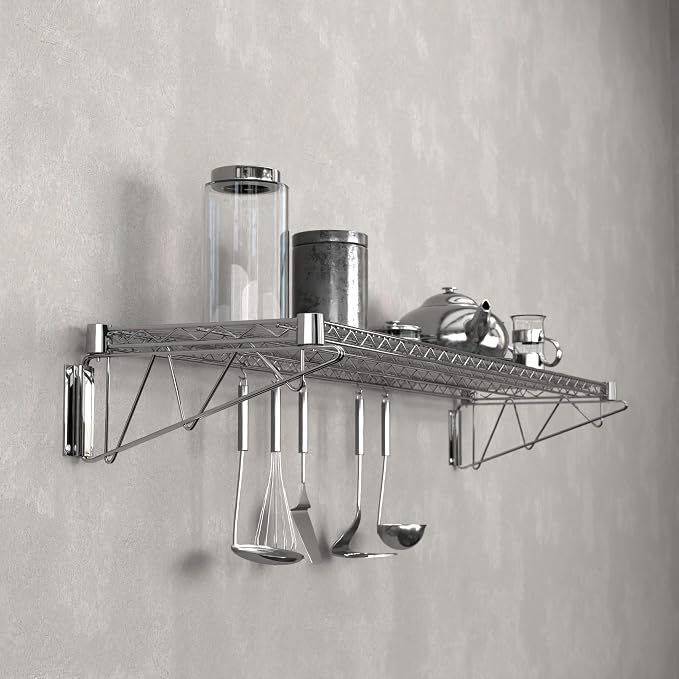 14" x 60" Chrome Wire Wall Mount Shelf - Image 5
